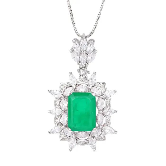 Boucles d'oreilles en Tourmaline de cristal Paraiba émeraude collier bague réglable pour femmes occasions spéciales bijoux mode fleur retro geometrie