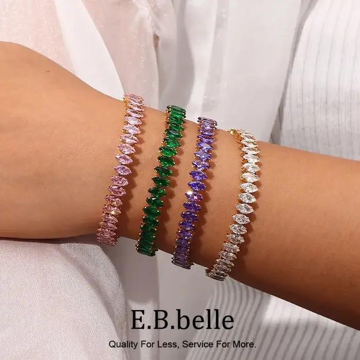 E.B.belle-Bracelet de Luxe en Clip Vert et Violet pour Femme