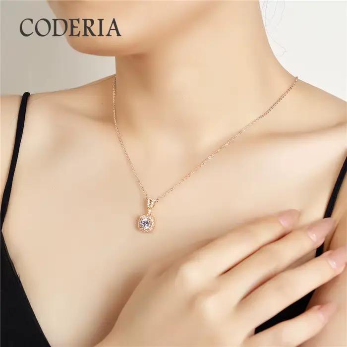 Collier de luxe en or Rose et Moissanite pour femmes, pendentif VVS1, haute clarté, 1 CT, bijou en argent Sterling, cadeau d'anniversaire à la mode
