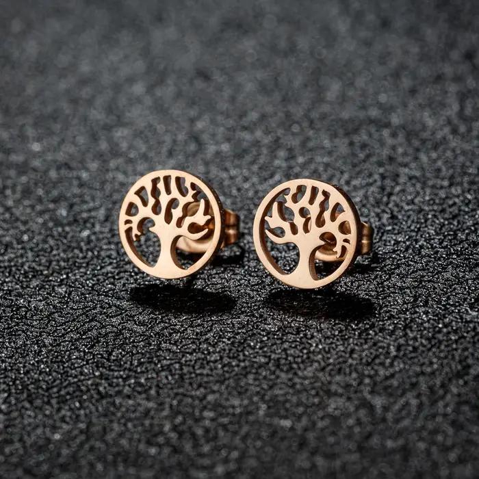 Boucles d'oreille arbre de vie bohème élégantes en acier inoxydable pour femme occasions spéciales tragus vintage gothique trendy