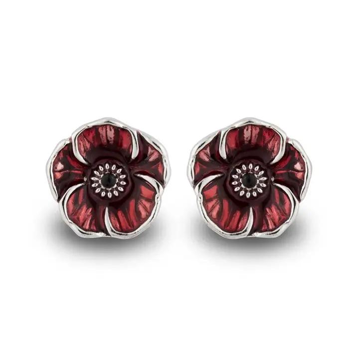 Boucles d'Oreilles en Coquelicot Rouge Bijou Commémoratif Vintage Cadeau Femme Occasions Spéciales