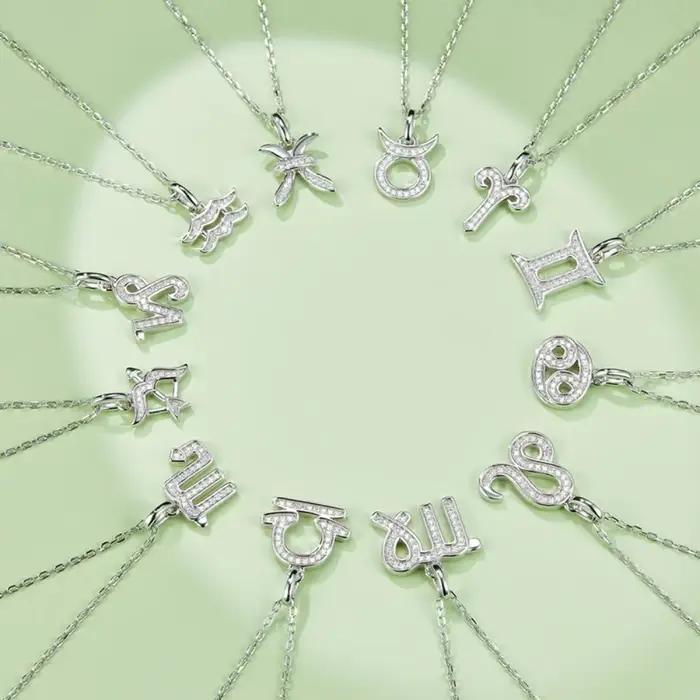 Collier en argent 925 Pretty Beauty avec 12 signes du zodiaque