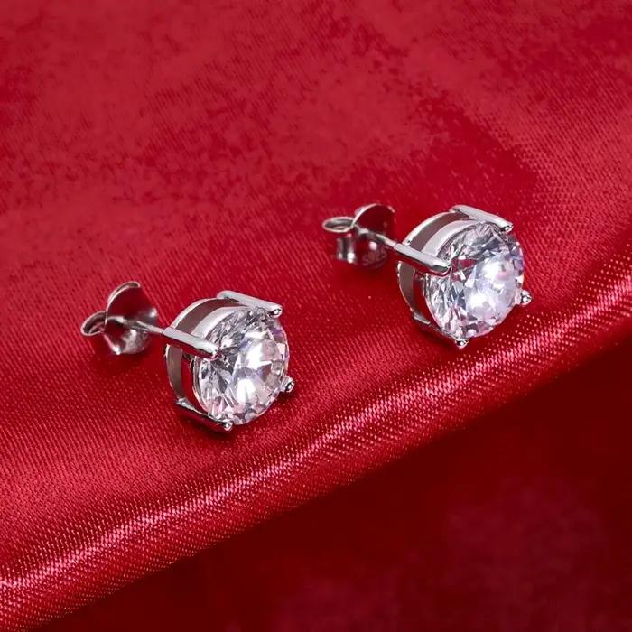 Boucles d'oreilles en argent Sterling 100% Moissanite pour femmes