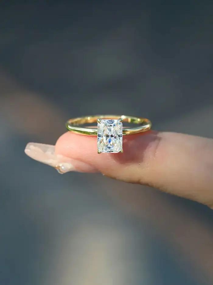 Bague rectangulaire classique en argent Sterling 925