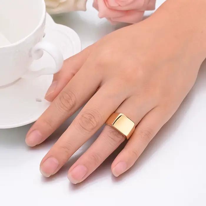 Nextvance personnalisé graver chevalière Bague carré grande largeur bande