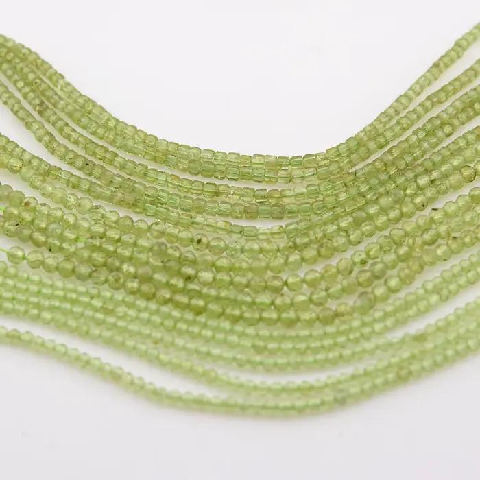 Perles rondes à facettes en péridot naturel 2mm 3mm pour bracelet et collier artisanal femme occassions spéciales
