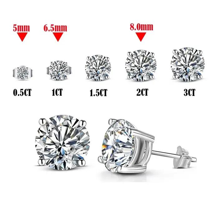 Boucles d'oreilles en argent Sterling 100% Moissanite pour femmes