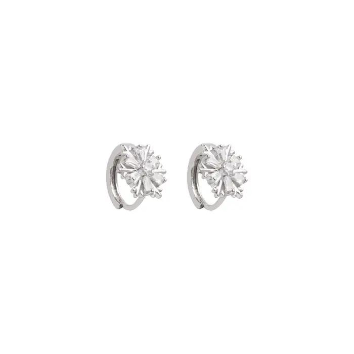 Boucles d'oreilles en argent Sterling 925 avec zircon flocon de neige pour femme engagement mariage élégance sophistication