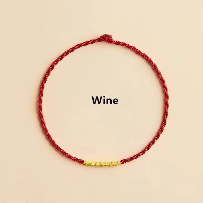 Bracelet en corde rouge extrêmement fin fait à la main, pendentif en perles rouge DIY, bracelet en c