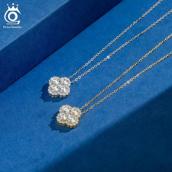 ORSA JEWELS exquis 925 en argent Sterling trèfle à quatre feuilles 8A Premium zircone pendentif collier pour les femmes bijoux de mariage LZN28