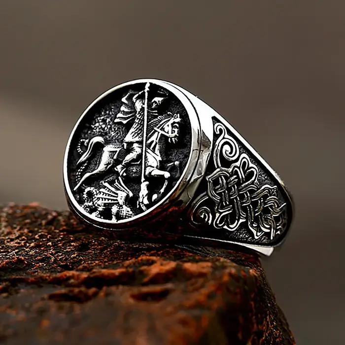 Bague Vintage Gothique Dragon Punk Hip Hop Acier Inoxydable Anneau Celtic Knot Knight Dragon Mode Bijoux Cadeau Occasions Spéciales