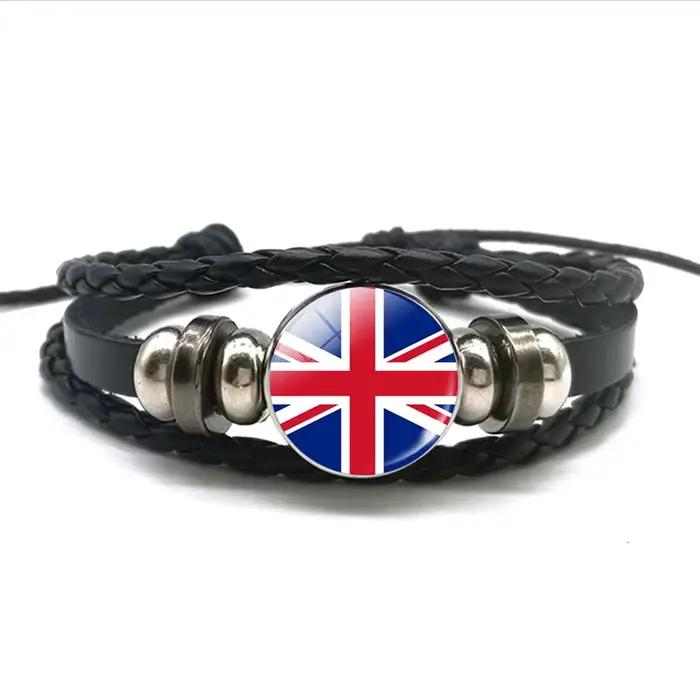 Bracelet en cuir tressé avec ULnoire pour homme, Europe, pays, Royaume-Uni, France, Italie, Espagne, Pologne, Pays-Bas, Russie, Irlande