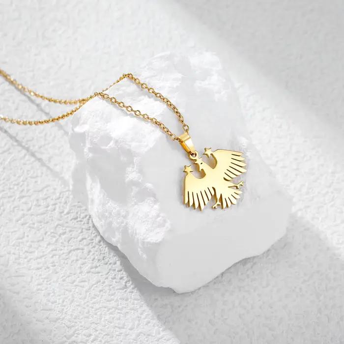 Collier étoile d'aigle de Saladin pour femmes et hommes, en acier inoxydable, avec emblème du blason syrien, collier doré, bijoux cadeaux