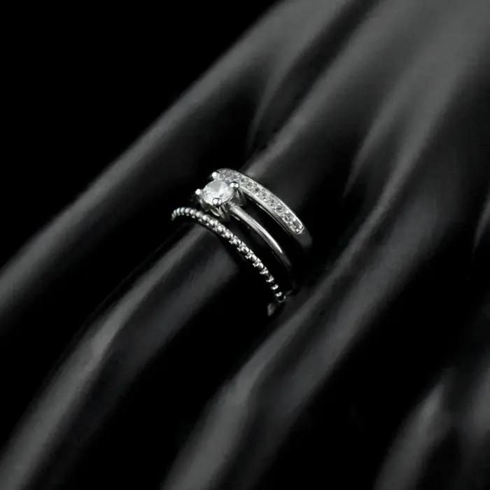 Bague Multicouches en Argent Sterling 925 et Zircon AAA pour Femmes, Style Hiphop/Rock, Redimensionnable, Idéale pour Soirées et Cadeaux Spéciaux