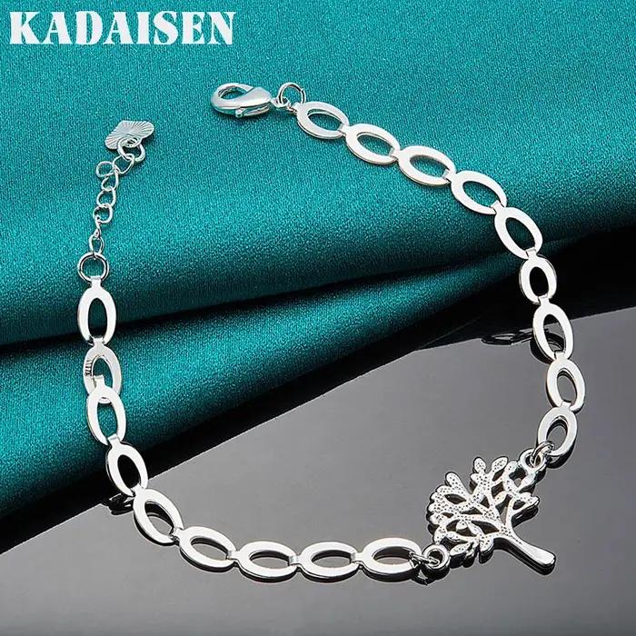 Bracelet Arbre de Vie en argent Sterling 925 pour femmes bijou de charme occasion spéciale cadeau d'anniversaire femme bracelet chaîne et maillons symbole de croissance et de prospérité