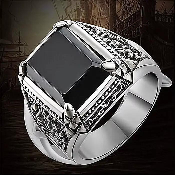 Bague en argent 925 sertie d'agate pour hommes et femmes occasion engagement romantique vintage