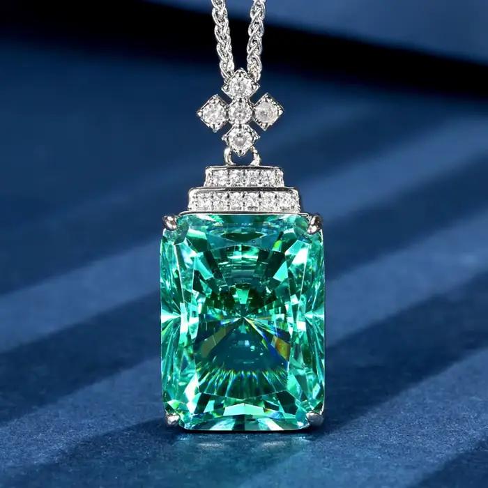 2025 rétro 15*20mm vert Tourmaline pendentif colliers pour femmes pierres précieuses laboratoire dia