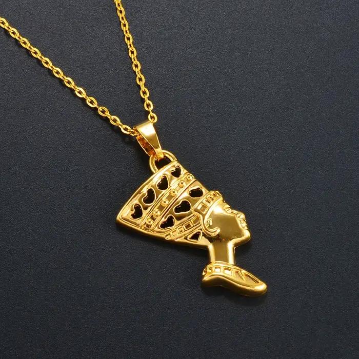 Pendentif Anniyo Reine Égyptienne Nefertiti Style Punk en Métal pour Occasions Spéciales Colliers avec Pendentif