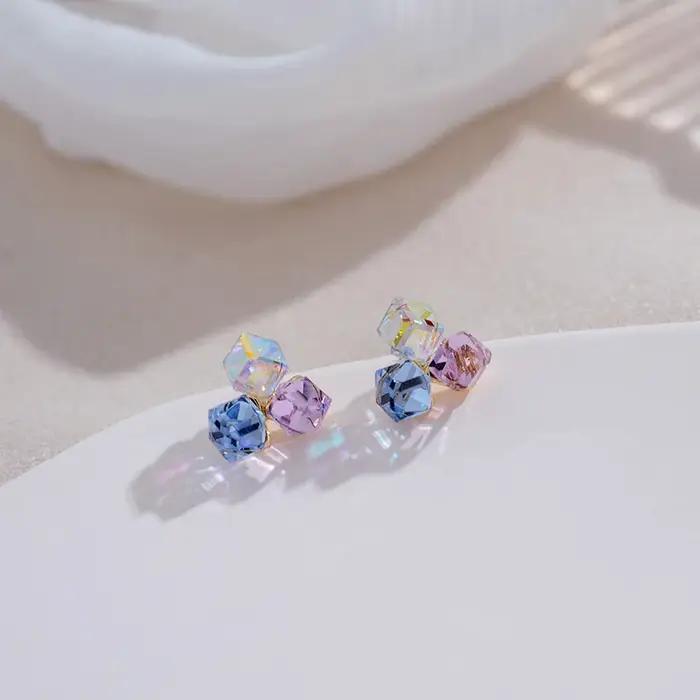 Boucles d'Oreilles Délicates en Clip, Boîte Géométrique, Élégantes, pour Femme