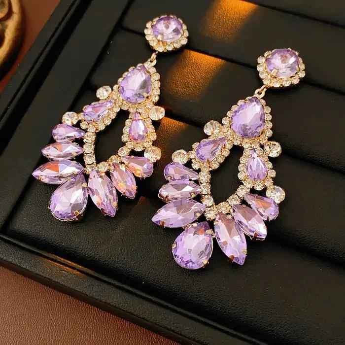 Boucles d'oreilles antiques en strass pour femmes