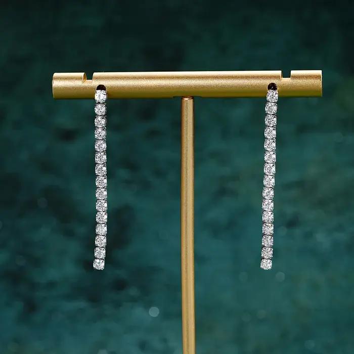 IOGOU 2.5mm 1.80cttw Moissanite boucles d'oreilles tendance 2024 Original et pur 925 en argent Sterling longues