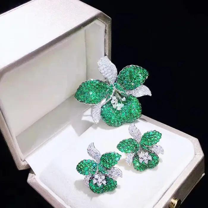 Boucles d'oreilles en argent sterling 925 serties de zircon fleur rouge bleue jaune verte pour femmes occasions spéciales fiançailles mariage
