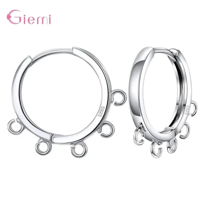 Boucles d'oreilles rondes à trois trous en argent sterling 925 pour femmes avec finition brillante et design unique en blanc, rouge, noir et vert