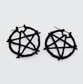 Boucle d'Oreille Pentagramme Gothique Épines Noires Stylish Amulette Punk Yoga Occulte Halloween Bijoux Gothiques