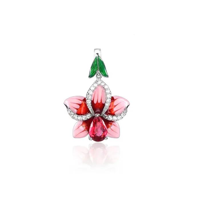 Petites boucles d'oreilles en émail rose pour femmes
