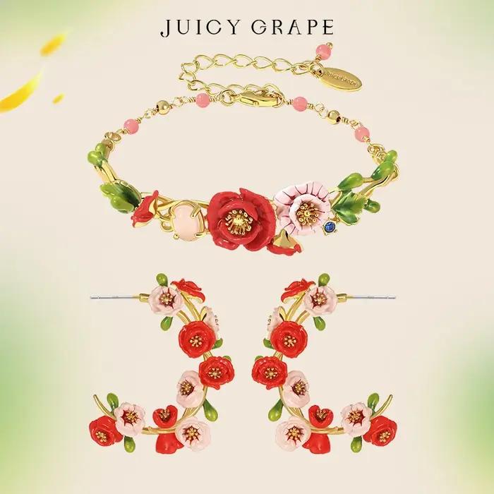 JUICY GRAPE – ensemble de bijoux en forme de fleur de coquelicot rouge pour femmes