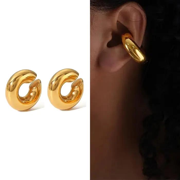Boucles d'oreilles à Clip géométriques Vintage en forme de C pour femmes, 4 pièces, tendance, brilla