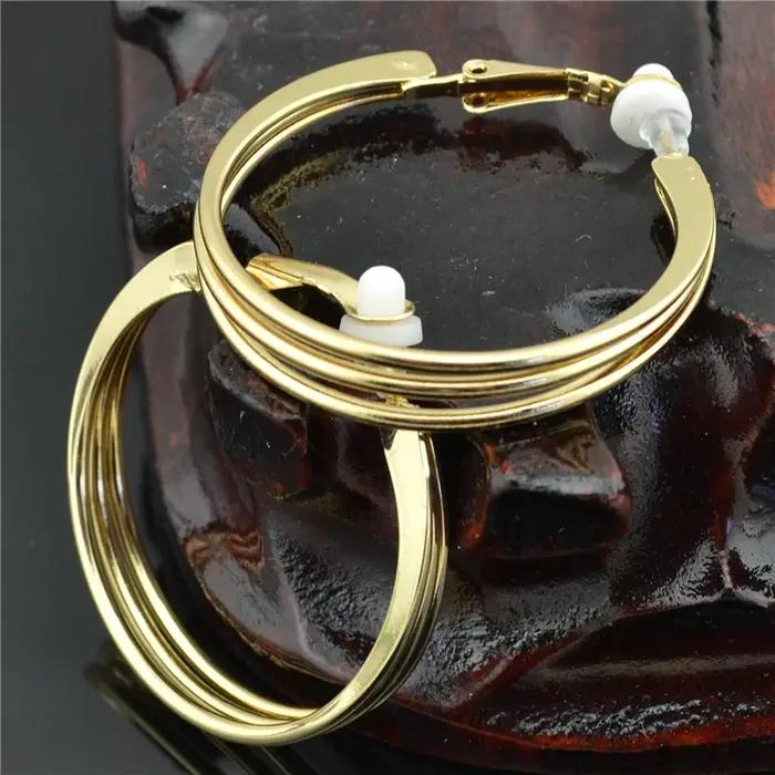 Boucles d'oreilles à clip pour femmes sans piercing élégantes à la mode ronds or jaune clair rhodium occasionnels étudiantes professionnelles