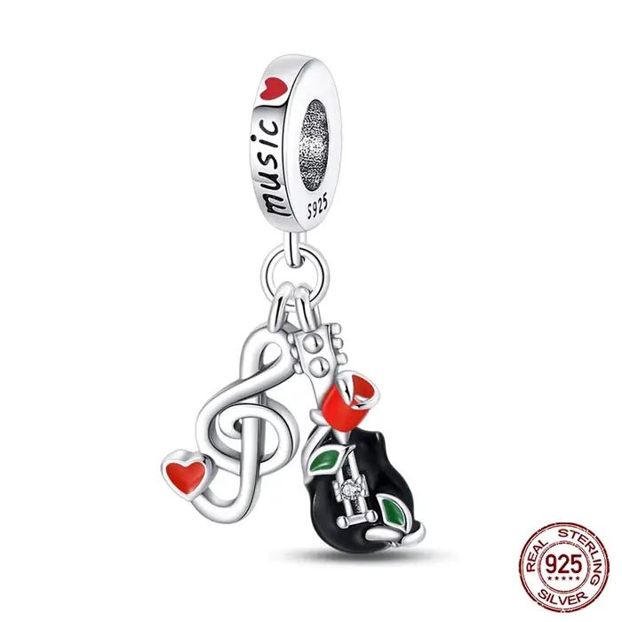 Qikaola-Bracelets originaux en argent 925, symboles musicaux 925, plaque de dessin, boîte à médicame