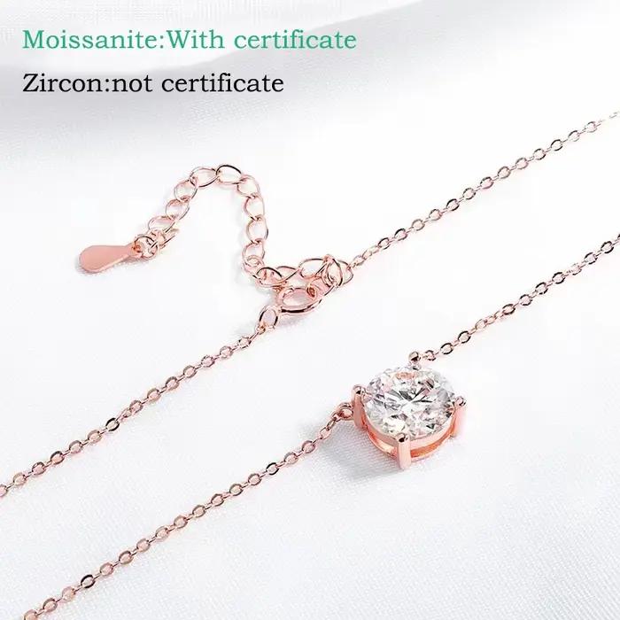 Smyoue 1-5CT couleur or Rose Moissanite collier pour femmes