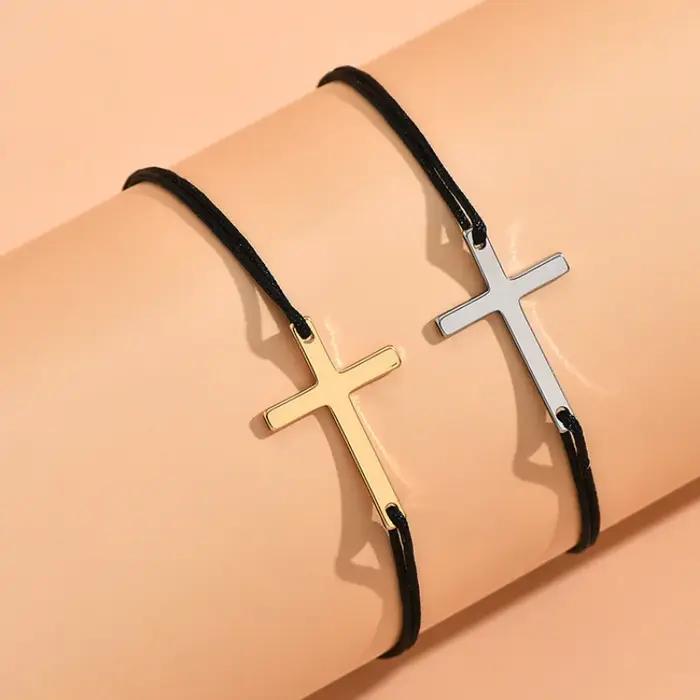 Bracelet croisé RUIYI en alliage de zinc pour homme et femme bijou chrétien croix style sportif à offrir pour diverses occasions