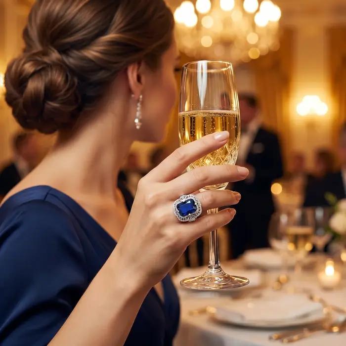 Bague en Argent Sterling 925 Sertie de Saphir Bleu Élégante pour Occasions Spéciales Femme Bijoux Vintage Filigrane