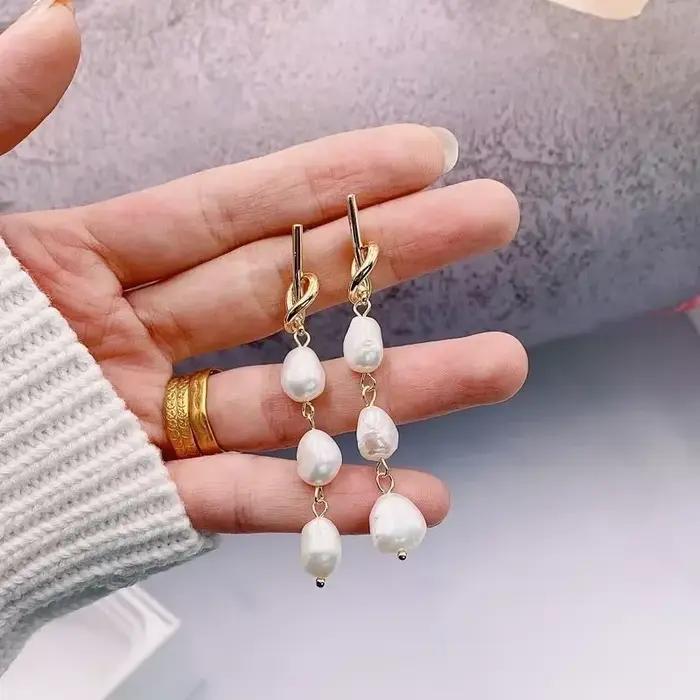 Minar-Boucles d'Oreilles Élégantes en Laiton et Or group 14K