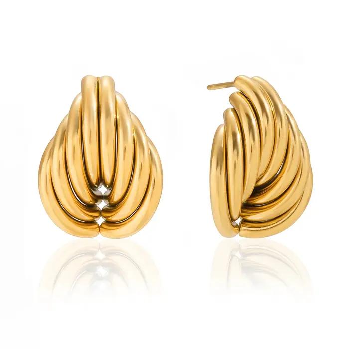 Yori – boucles d'oreilles irrégulières multicouches enveloppées de ligne