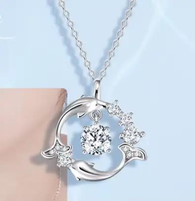 Collier pendentif en argent Sterling 925 pour femmes, bijoux dauphin, Design luxueux avec serrure en