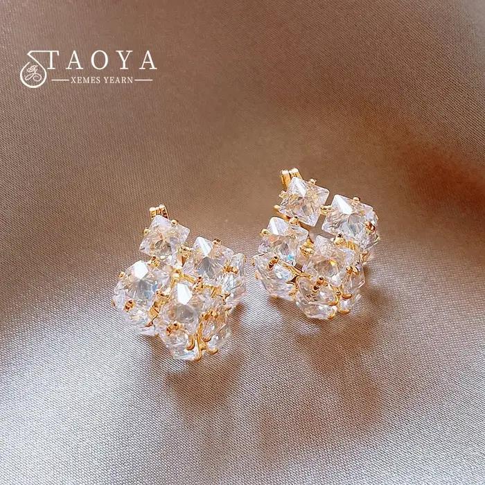 Boucles d'oreilles en forme de panier en métal creux incrusté pour femmes et filles, accessoire d'oreille exquis, bijoux luxueux et brillants, contre-indiqué, 2024