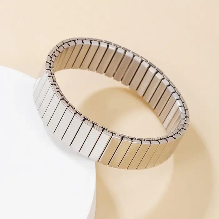 Bracelets élastiques en acier inoxydable pour hommes et femmes