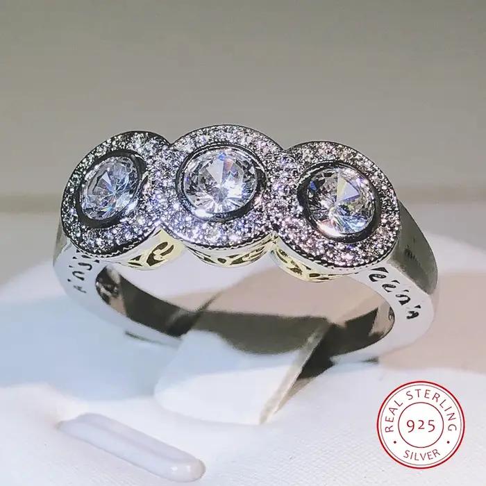Nouveauté ronde AAAA + Zircon bagues de fiançailles de mariage avec pierre pour les femmes de luxe blanc