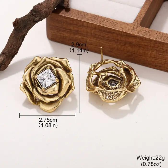 Boucles d'oreilles vintage en forme de rose élégantes pour femmes bijoux hypoallergéniques pour occasions spéciales anniversaire bureau et vacances