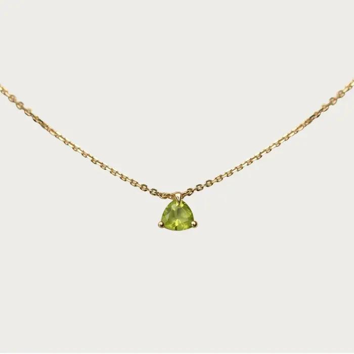 Collier de luxe en argent incrusté vert Olive pour femme, pendentif en pierres précieuses, Design Or