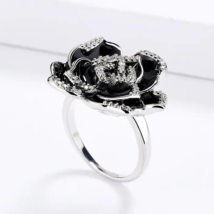 Bagues en forme de fleur rose pour femme