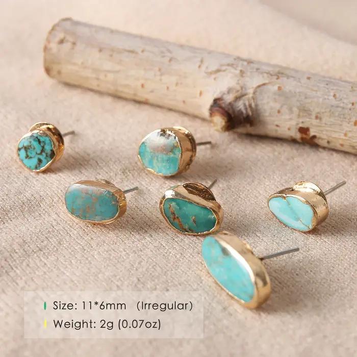 Syn bleu Turquoise boucles d'oreilles irrégulières galvanisées