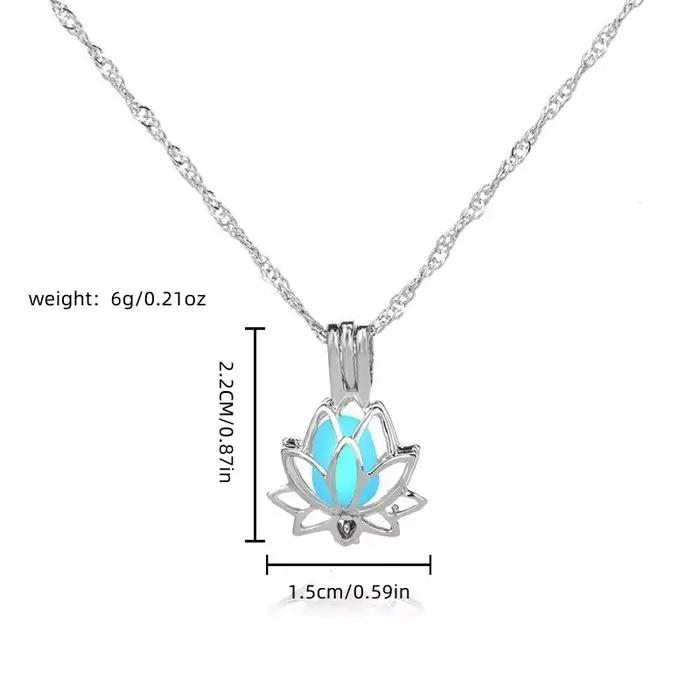 Collier pendentif lumineux en forme de fleur de Lotus pour femmes