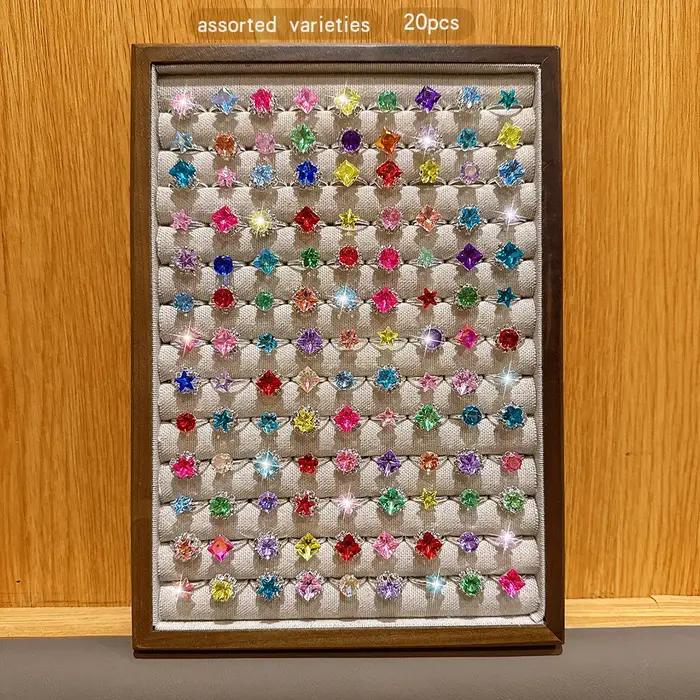 20 styles à la mode et simples avec une bague ouverte de couleur aléatoire adaptée à un usage quotidien et à l'emploi