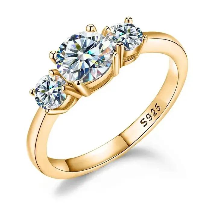 Bague ronde en moissanite véritable de 1