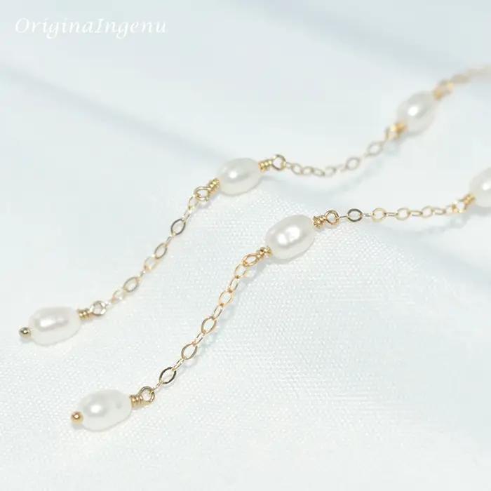Boucles d'oreilles en perles naturelles remplies d'or 14K